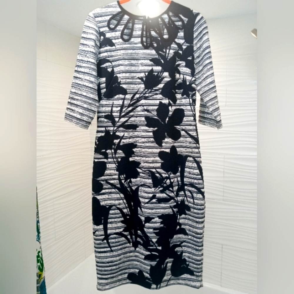 Elegant Black and White Floral Dress